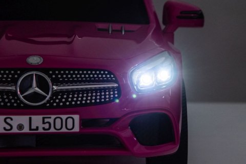 Mercedes SL500 Auto na akumulator dla dzieci Koła EVA Skóra Różowy