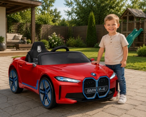 BMW i4 Czerwony Auto na akumulator EVA Skóra pilot
