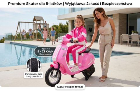 Pojazd na akumulator skuter różowy retro WATERPROOF/sx-2438