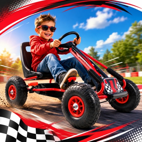 Wielki Gokart A-15 Pompowane koła HIT CZERWONY/A-15