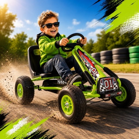 Wielki Gokart A-15 Pompowane koła HIT ZIELONY/A-15