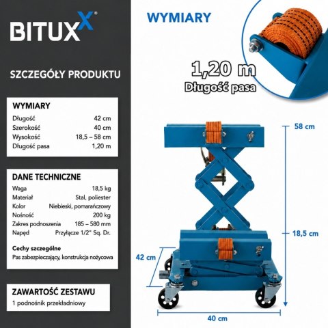 Hydrauliczny podnośnik skrzyni biegów Bituxx do warsztatu garażu demontaż i montaz skrzyni biegów