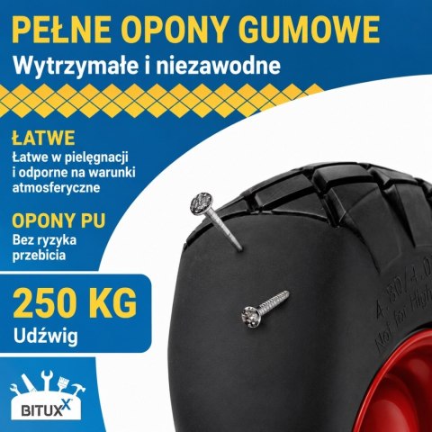 Czarne koło do taczki Pełne Bezdętkowe wzmacniane PU 400-8 Bituxx