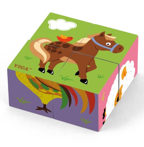 Drewniana układanka Farma Puzzle Viga Toys 4 klocki