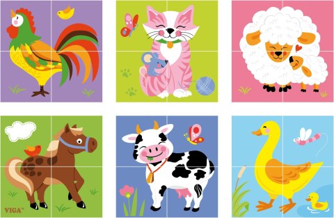 Drewniana układanka Farma Puzzle Viga Toys 4 klocki