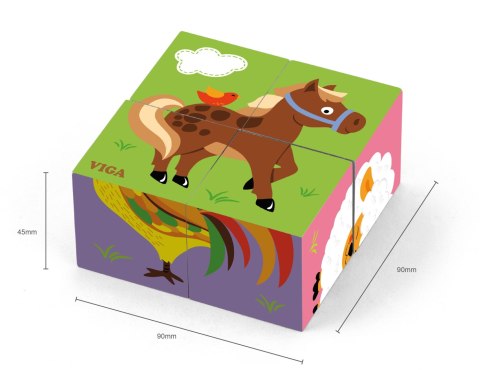 Drewniana układanka Farma Puzzle Viga Toys 4 klocki