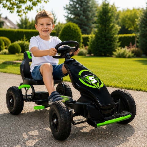 GOKART G8 ZIELONY, gokart dziecięcy, pompowane koła