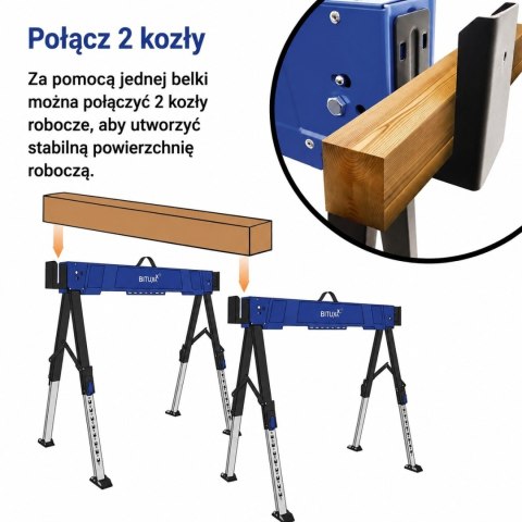 Kozioł roboczy składany regulowany 600 kg 62-87 cm zestaw 2 szt.