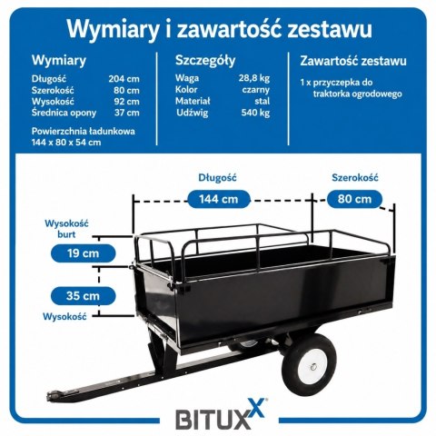 Przyczepka Przyczepa Do Traktorka Kosiarki 540kg Na Kołach Wywrotka