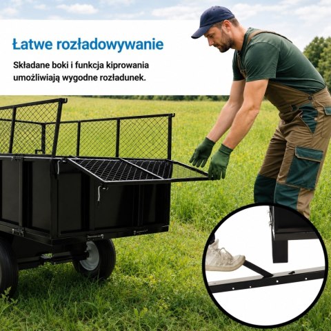 Przyczepka-wywrotka do traktorka ogrodowego/quada 300 kg ogrodowa 114×76 cm