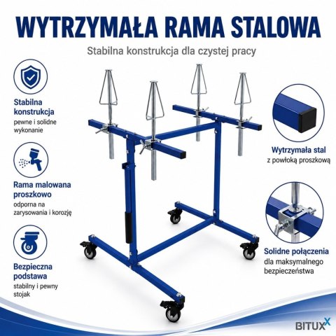 Stojak Lakierniczy Do Felg BITUXX Mobilny Na 4 Felgi 100 kg Warsztat