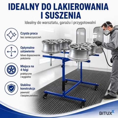 Stojak Lakierniczy Do Felg BITUXX Mobilny Na 4 Felgi 100 kg Warsztat