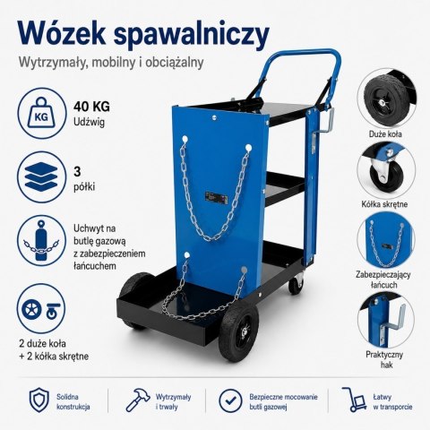 Wózek Spawalniczy BITUXX Na Spawarkę Butlę Gazową 40 kg Stalowy