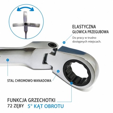 Zestaw Kluczy Płasko-oczkowych z grzechotką 13 elementów BituX