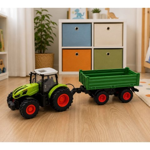 Traktor Rolniczy Z Przyczepą Wywrotką Zdalnie Sterowany RC Zielony 1:24