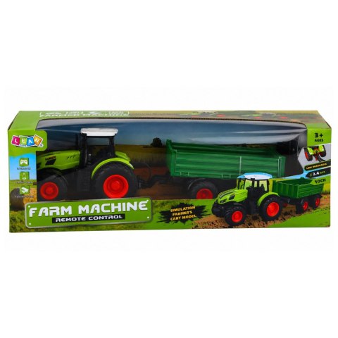 Traktor Rolniczy Z Przyczepą Wywrotką Zdalnie Sterowany RC Zielony 1:24