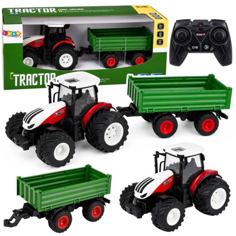 Traktor Rolniczy Z Przyczepą Wywrotką Zdalnie Sterowany Światła Dźwięk 1:24