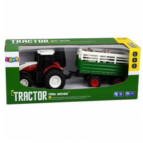 Traktor Rolniczy z Przyczepą Zdalnie Sterowany RC Figurka Krowy 1:24
