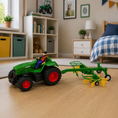 Traktor Rolniczy ze Zgrabiarką Rolnikiem Zdalnie Sterowany RC Światła 1:24