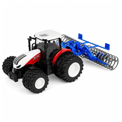 Traktor Z Wałem Rolniczym Zdalnie Sterowany RC Światła Czerwony 1:24