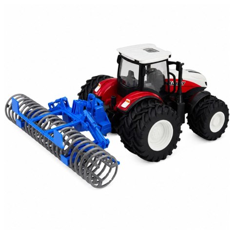 Traktor Z Wałem Rolniczym Zdalnie Sterowany RC Światła Czerwony 1:24
