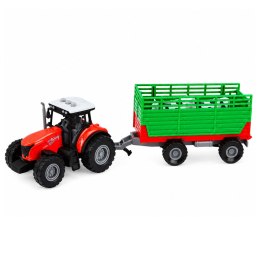 Traktor z Przyczepą Do Transportu Zwierząt Figurki Krów Światła Dźwięki 4 el.