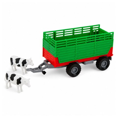 Traktor z Przyczepą Do Transportu Zwierząt Figurki Krów Światła Dźwięki 4 el.