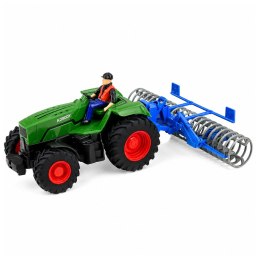 Traktor z Wałem Rolniczym i Rolnikiem Zdalnie Sterowany RC Zielony 1:24
