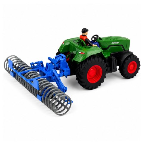 Traktor z Wałem Rolniczym i Rolnikiem Zdalnie Sterowany RC Zielony 1:24