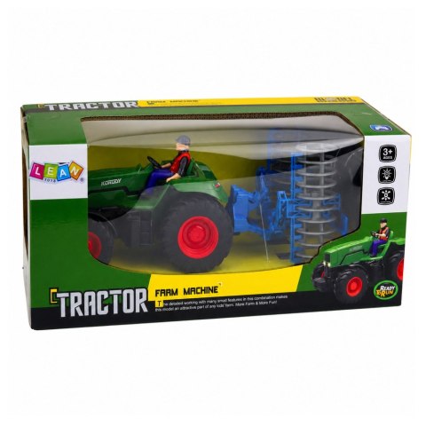 Traktor z Wałem Rolniczym i Rolnikiem Zdalnie Sterowany RC Zielony 1:24