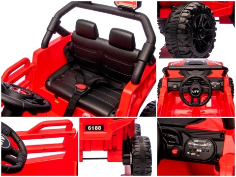 UTV1 R-sport Czerwony Auto na akumulator Pilot Akumulator litowo-jonowy