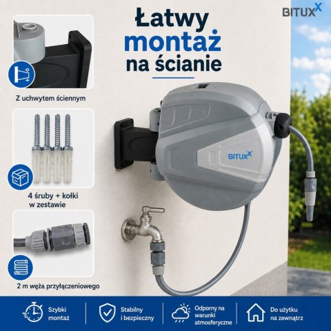 Ogrodowy wąż automatyczny na bębnie 30m do Wody mocny oplot