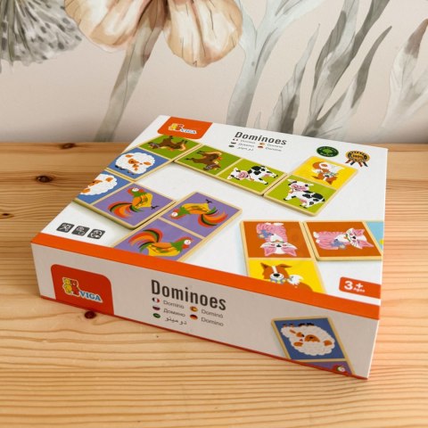 Drewniana gra Domino Farma Viga Toys 28 elementów