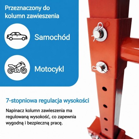 Hydrauliczny ściągacz do sprężyn samochodowych i motocyklowych 70-200 mm, 7-stopniowa regulacja wysokości