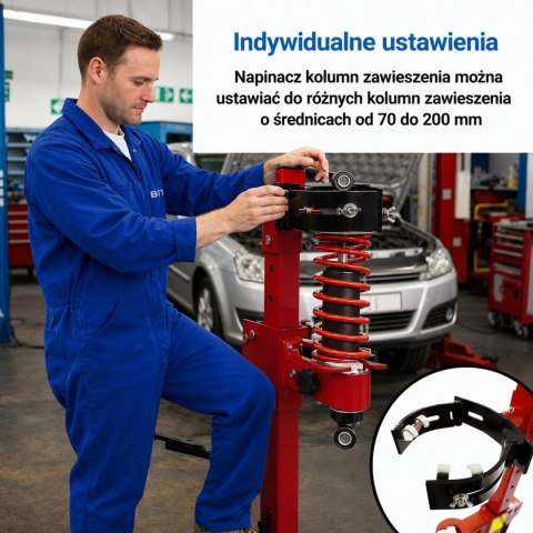 Hydrauliczny ściągacz do sprężyn samochodowych i motocyklowych 70-200 mm, 7-stopniowa regulacja wysokości