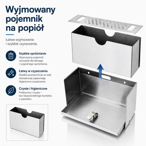 Popielniczka naścienna Popielnica ze stali inox na klucz BITUXX 20cm