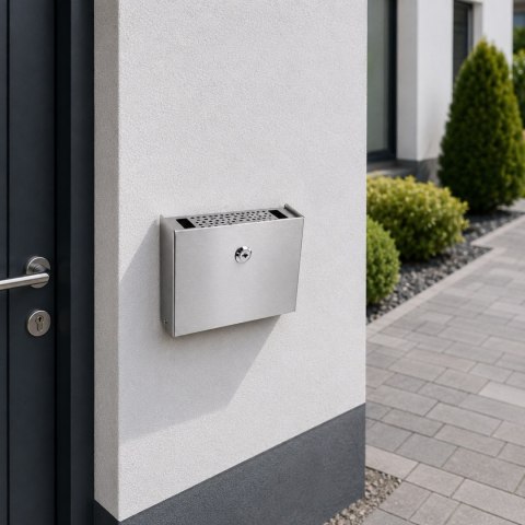 Popielniczka naścienna Popielnica ze stali inox na klucz BITUXX 20cm