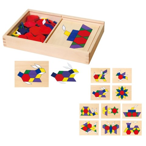 Drewniana Mozaika Geometryczna Viga Toys Układanka Logiczna Klocki 148 el