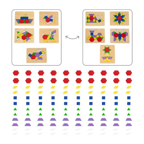 Drewniana Mozaika Geometryczna Viga Toys Układanka Logiczna Klocki 148 el