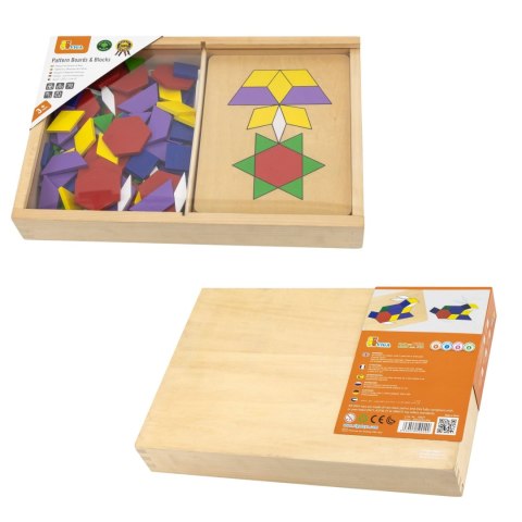 Drewniana Mozaika Geometryczna Viga Toys Układanka Logiczna Klocki 148 el