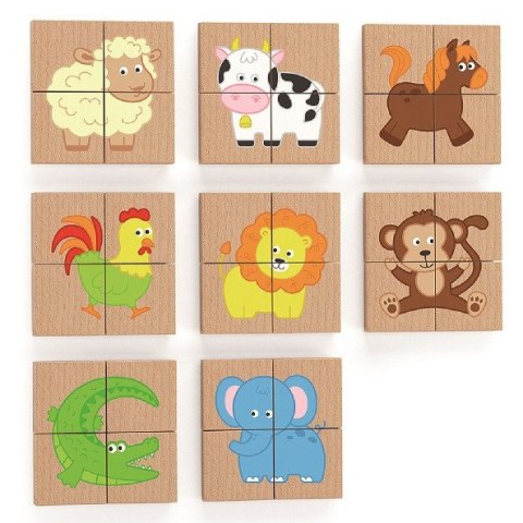 Drewniane Puzzle Magnetyczne Zwierzęta Układanka Viga Toys