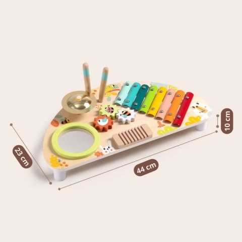TOOKY TOY Centrum Muzyczne Ksylofon, Zębatki, Tarka, Bębenek, Talerz Pałeczki
