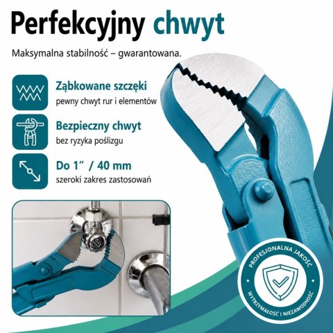 Klucz szwed nastawny do rur typ S1 Hydrauliczny czerwony Bituxx solidny