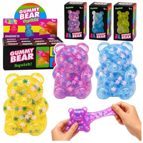Świecący Gniotek Miś Konfetti Śnieżki LED Squishy Antystresowy 6,5 cm