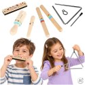 Instrumenty drewniane muzyczne dla dzieci trójkąt pałeczki harmonijka ustna tarka