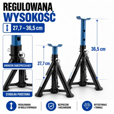 Podstawki Samochodowe 2x 2000 kg BITUXX - Kobyłki Warsztatowe Regulowane Składane
