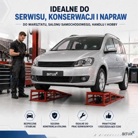Rampy z podnośnikiem hydraulicznym 2szt Zestaw Ramp Warsztatowych BITUXX