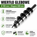Wiertło glebowe 100 mm 600 mm do wiertnicy świder do ziemi stal solidne ogrodowe