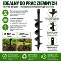 Wiertło glebowe 100 mm 600 mm do wiertnicy świder do ziemi stal solidne ogrodowe