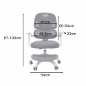 Krzesło do biurka dla dziecka fotel ergonomiczny obrotowy regulowany szary